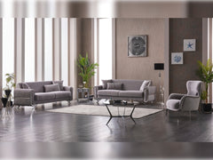 Royal Light Grey 3-pieces (Sofa & Loveseat & Chair) Living Room Set - Ornate Home
