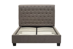 Royal Tufted California King Platform Bed in Dolphin Linen - Ornate Home