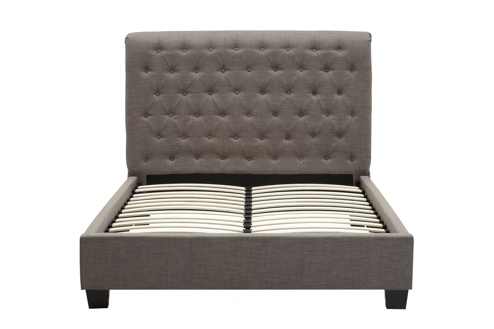 Royal Tufted Eastern King Platform Bed in Dolphin Linen - Ornate Home