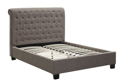 Royal Tufted Eastern King Platform Bed in Dolphin Linen - Ornate Home