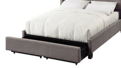 Royal Tufted Footboard California King Storage Bed in Dolphin Linen - Ornate Home