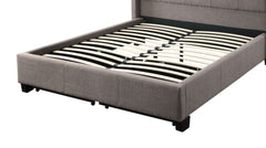 Royal Tufted Footboard Eastern King Storage Bed in Dolphin Linen - Ornate Home