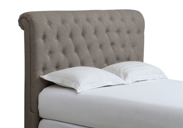 Royal Tufted Queen Upholstered Headboard in Dolphin Linen - Ornate Home