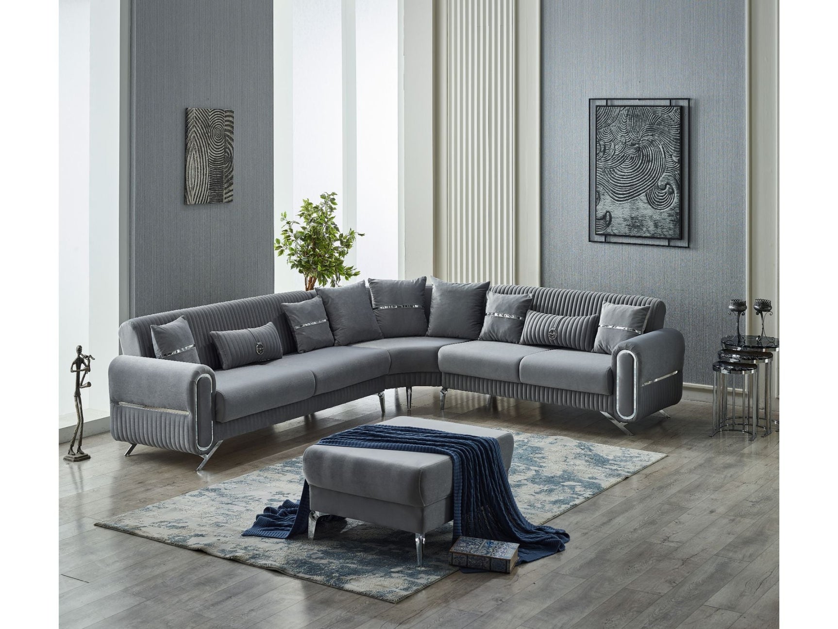 Royal Grey Convertible Sectional Sofa