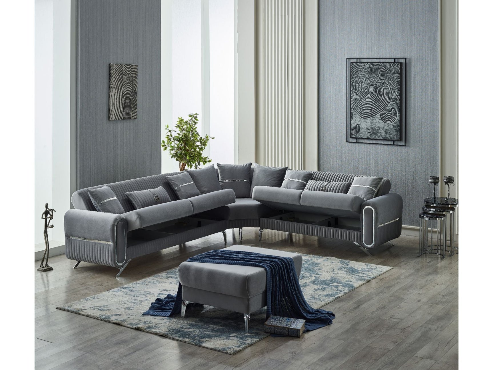 Royal Grey Convertible Sectional Sofa
