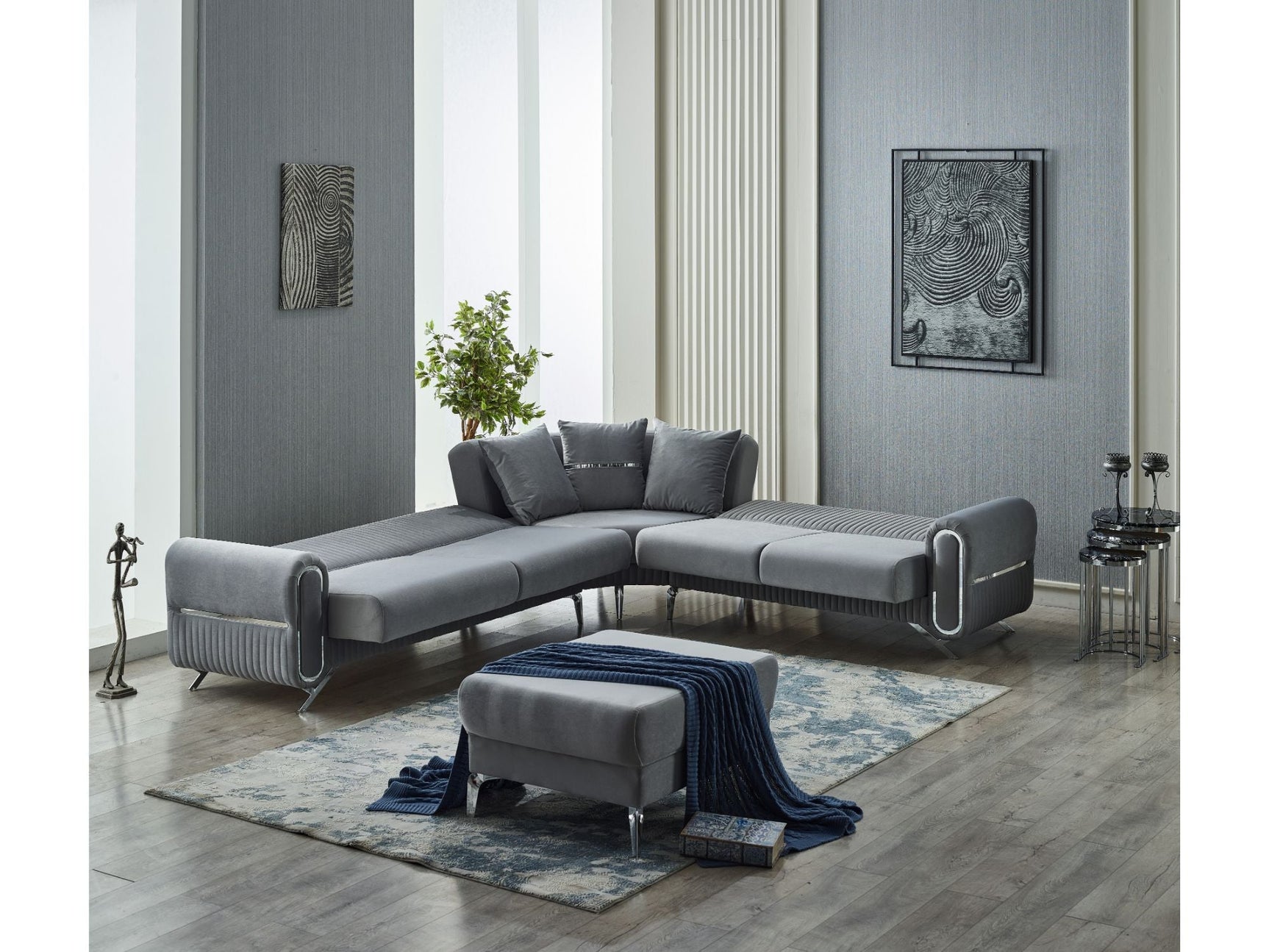 Royal Grey Convertible Sectional Sofa