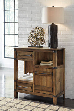 Roybeck Light Brown/Bronze Accent Cabinet - Ornate Home