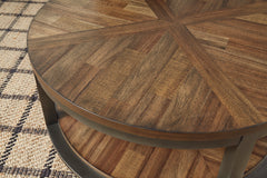 Roybeck Light Brown/Bronze Coffee Table Set (Set of 3) - Ornate Home