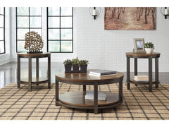 Roybeck Light Brown/Bronze Coffee Table Set (Set of 3) - Ornate Home