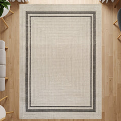 Royce Bone 6 Jute-Look Area Rug | Elegant & Washable - Ornate Home