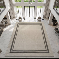 Royce Bone 6 Jute-Look Area Rug | Elegant & Washable - Ornate Home