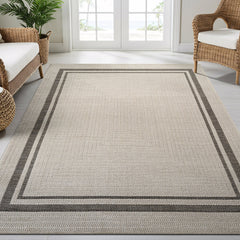 Royce Bone 6 Jute-Look Area Rug | Elegant & Washable - Ornate Home