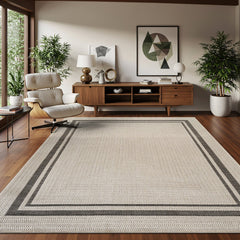 Royce Bone 6 Jute-Look Area Rug | Elegant & Washable - Ornate Home