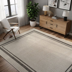 Royce Bone 6 Jute-Look Area Rug | Elegant & Washable - Ornate Home