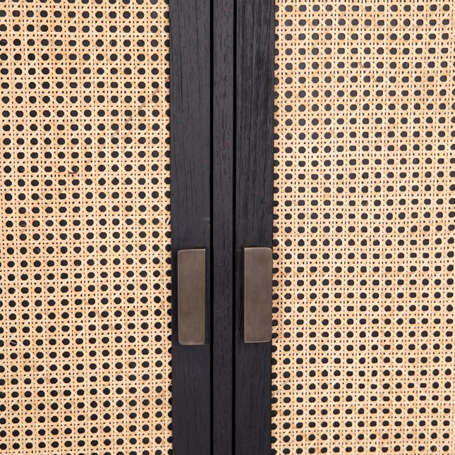 Royette Black/Natural Cabinet - Ornate Home