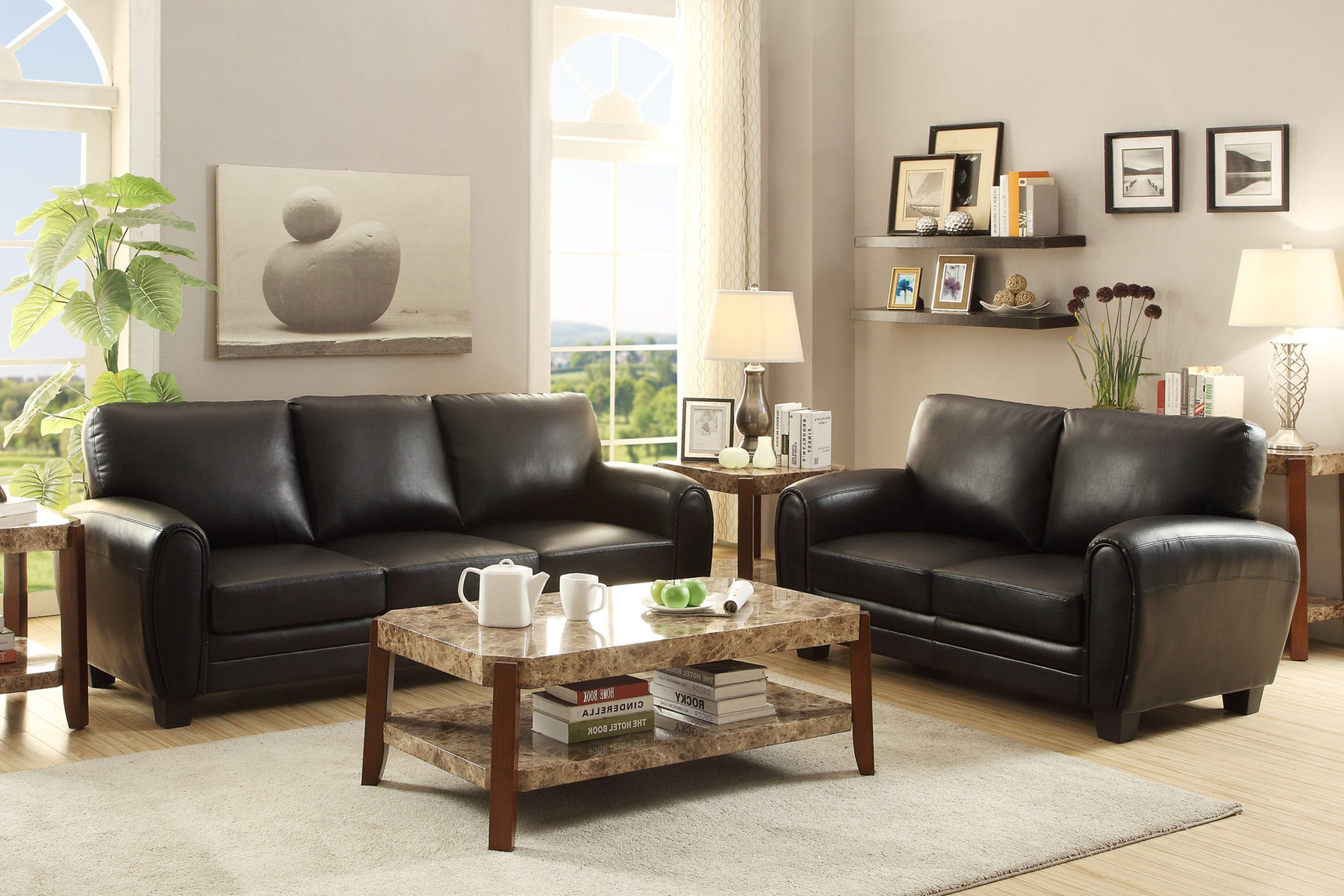 Rubin Black Loveseat - Ornate Home