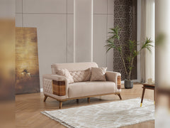 Ruby Beige Convertible Loveseat - Ornate Home