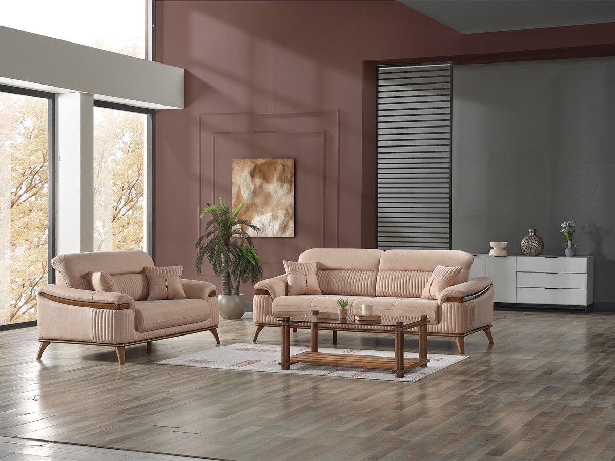 Ruby Beige Convertible Loveseat - Ornate Home