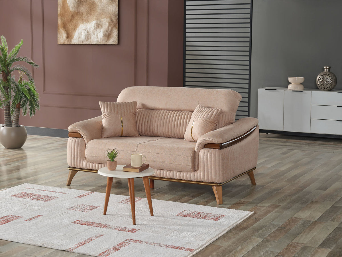 Ruby Beige Convertible Loveseat - Ornate Home