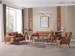 Ruby Brick 3-pieces (Sofa & Loveseat & Chair) Living Room Set - Ornate Home