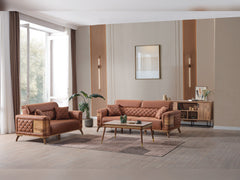 Ruby Brick 3-pieces (Sofa & Loveseat & Chair) Living Room Set - Ornate Home