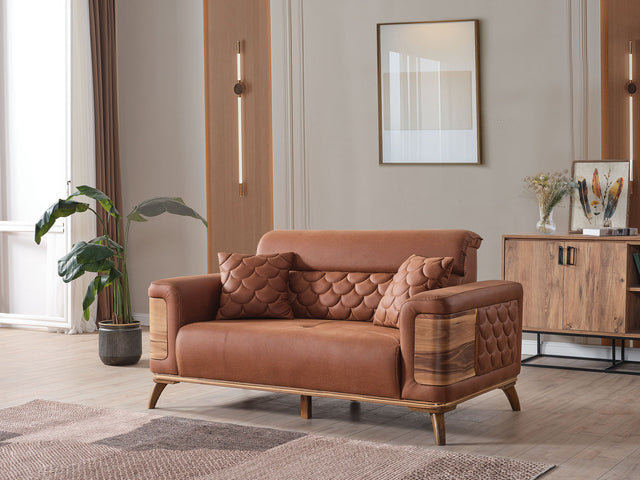 Ruby Brick Convertible Loveseat - Ornate Home
