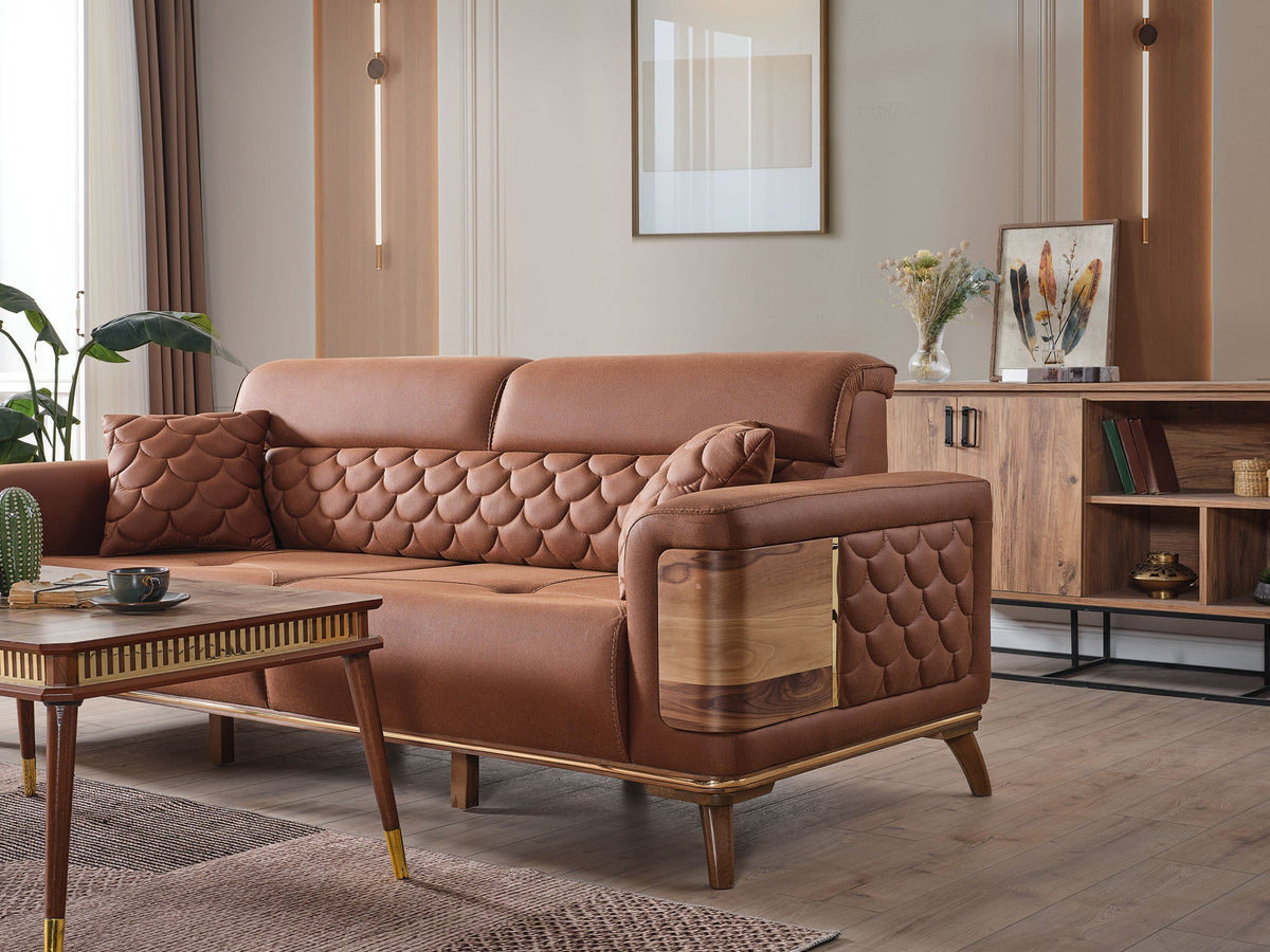 Ruby Brick Convertible Loveseat - Ornate Home