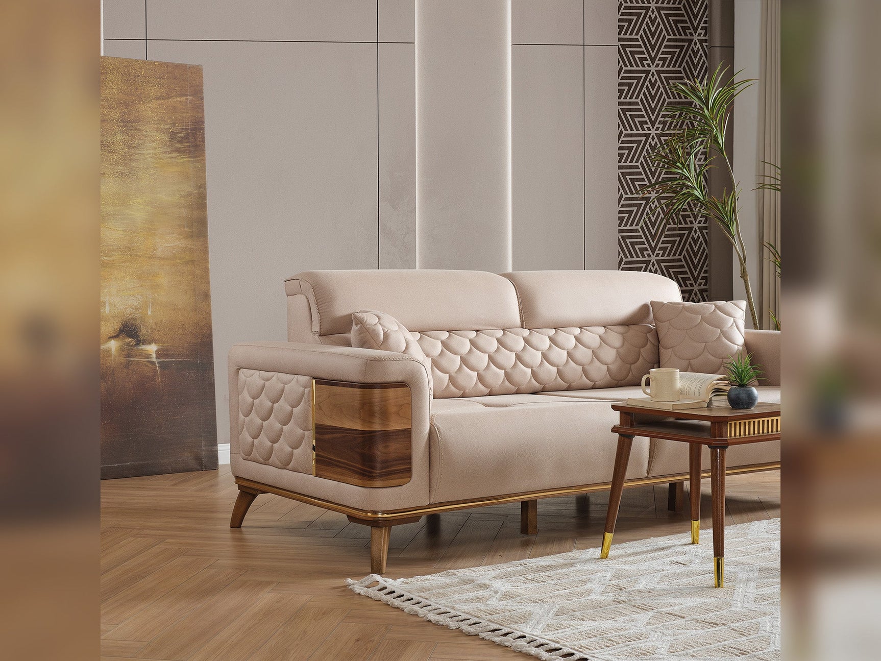 Ruby Beige 3-pieces (Sofa & Loveseat & Chair) Living Room Set