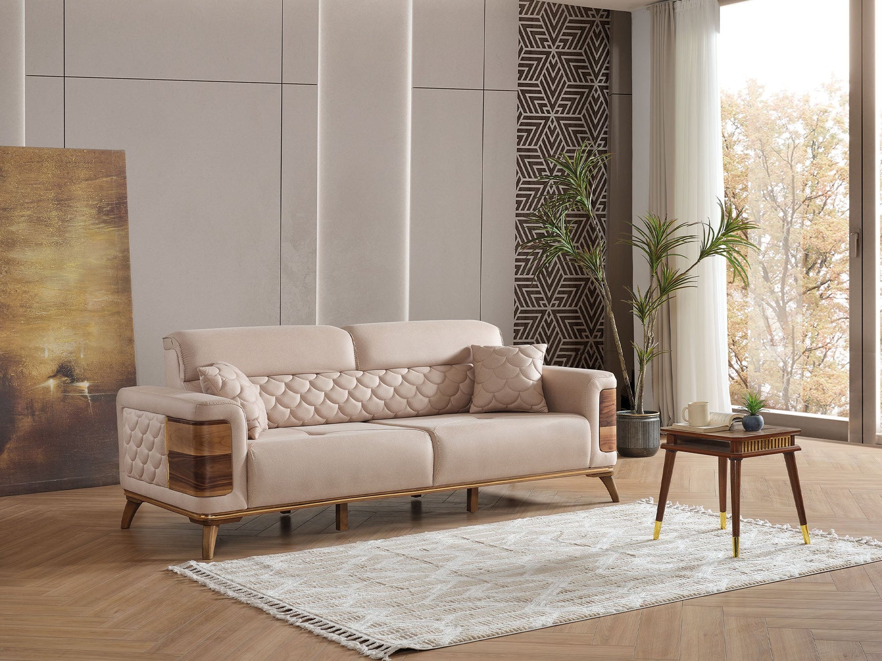Ruby Beige 3-pieces (Sofa & Loveseat & Chair) Living Room Set