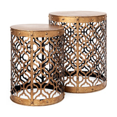 Rudebekia Gold Round Metal Accent Tables (Set of 2) - Ornate Home