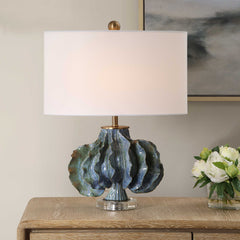Ruffle Up Blue/Green Table Lamp - Ornate Home