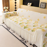Ruffled Sweet Floral Sofa Cover with Skirt, Soft and Decorative Couch Throw Cover - Ornate Home