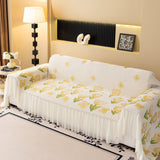 Ruffled Sweet Floral Sofa Cover with Skirt, Soft and Decorative Couch Throw Cover - Ornate Home