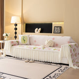 Ruffled Sweet Floral Sofa Cover with Skirt, Soft and Decorative Couch Throw Cover - Ornate Home