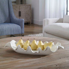 Ruffled White Feathers Modern Bowl - Ornate Home