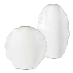 Ruffled White Feathers Modern Vases (Set of 2) - Ornate Home