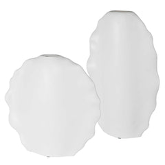 Ruffled White Feathers Modern Vases (Set of 2) - Ornate Home