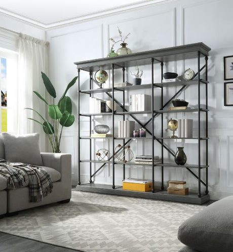 Rukia Gray/Black 84" Bookshelf - Ornate Home