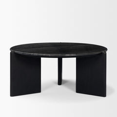 Rumer Black Wood Marble Coffee Table
