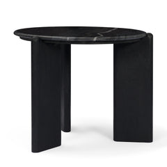 Rumer Black Wood Marble Side Table