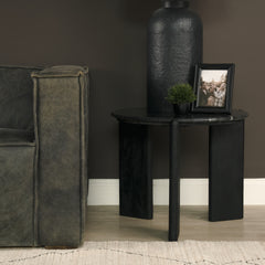 Rumer Black Wood Marble Side Table