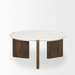 Rumer Dark Brown/White Wood Marble Coffee Table - Ornate Home
