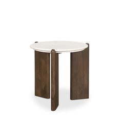 Rumer Dark Brown/White Wood Marble Side Table