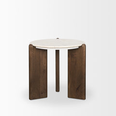 Rumer Dark Brown/White Wood Marble Side Table