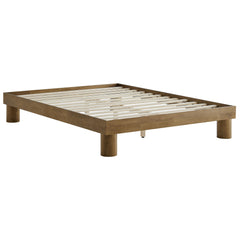 Runa French Oak Wood Full Platform Bed - Ornate Home