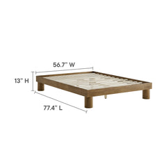 Runa French Oak Wood Full Platform Bed - Ornate Home