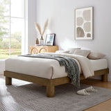 Runa French Oak Wood King Platform Bed - Ornate Home