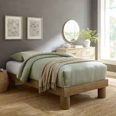 Runa French Oak Wood Twin Platform Bed - Ornate Home