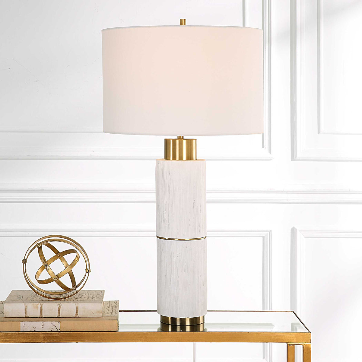 Ruse Whitewashed Table Lamp - Ornate Home
