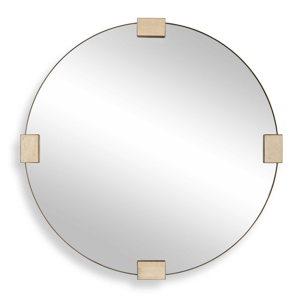 Russo Bronze/Brown/Gold Travertine Round Mirror - Ornate Home